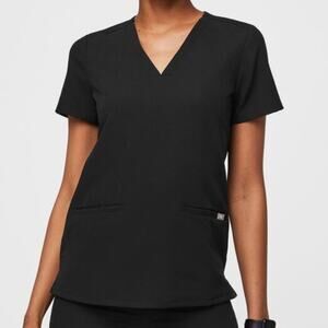 Figs Casma Three Pocket Black Scrub top XS